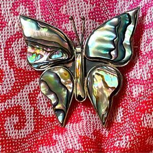 Sterling silver Abalone mother of Pearl butterfly brooch pin